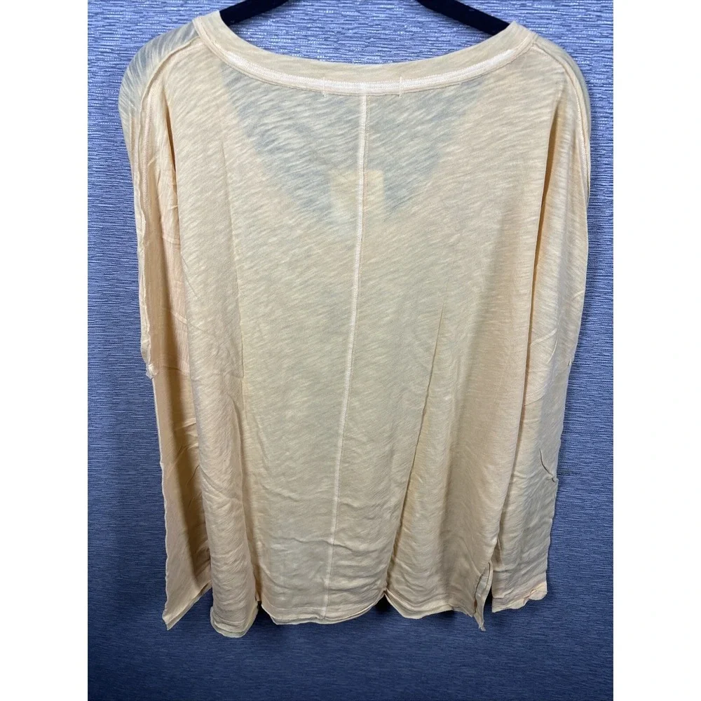 NEW Free People Women's On My Mind V-Neck Long Sleeve Shirt Camel/Yellow Size XS